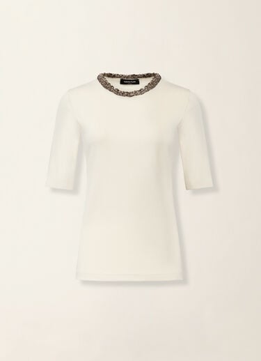 Fabiana Filippi Camiseta en jersey de algodón acanalado, mantequilla Mantequilla JED216F111M3370000