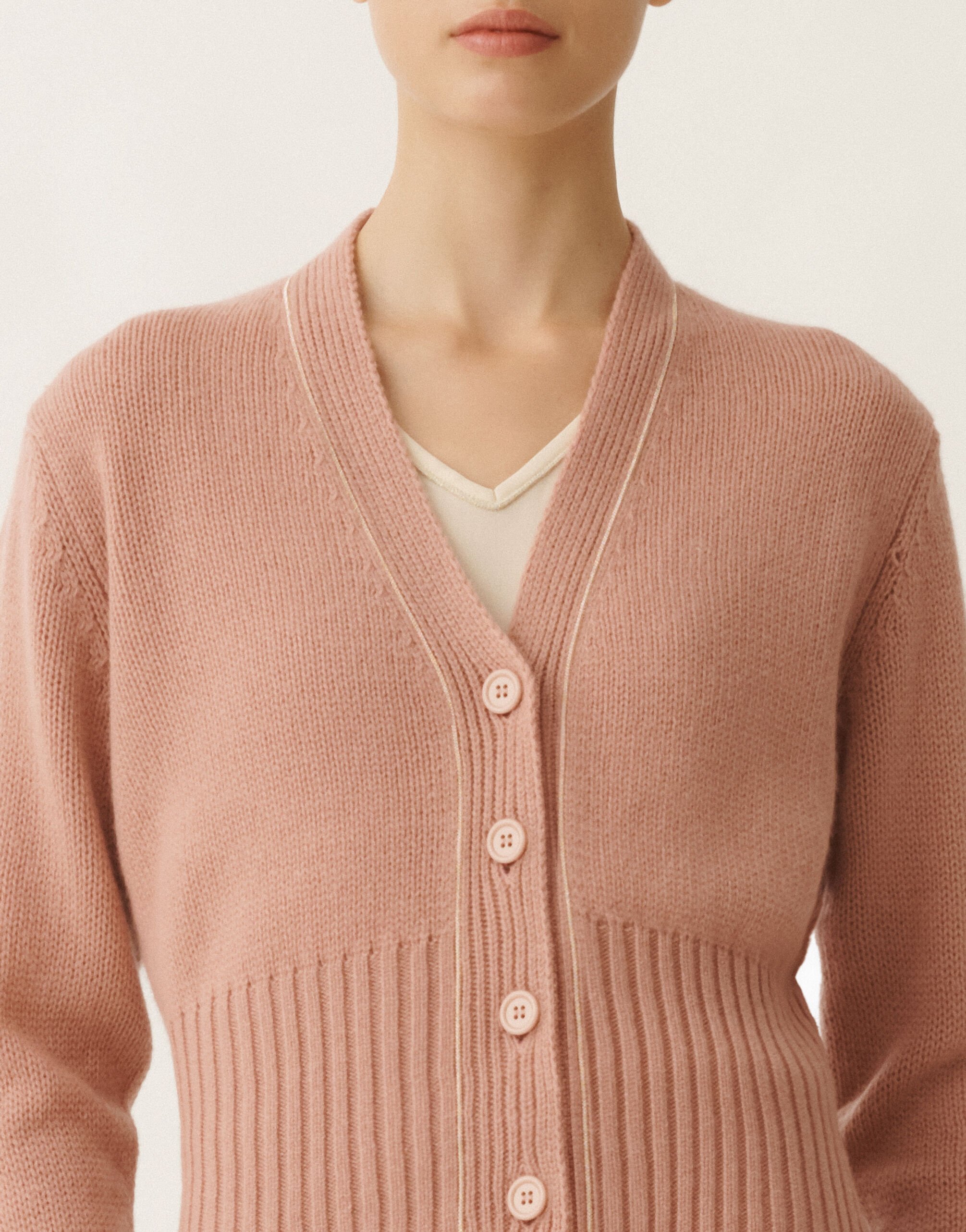 Fabiana Filippi Cardigan en gaze de cachemire, fard ROSE MAD265F038L1610000