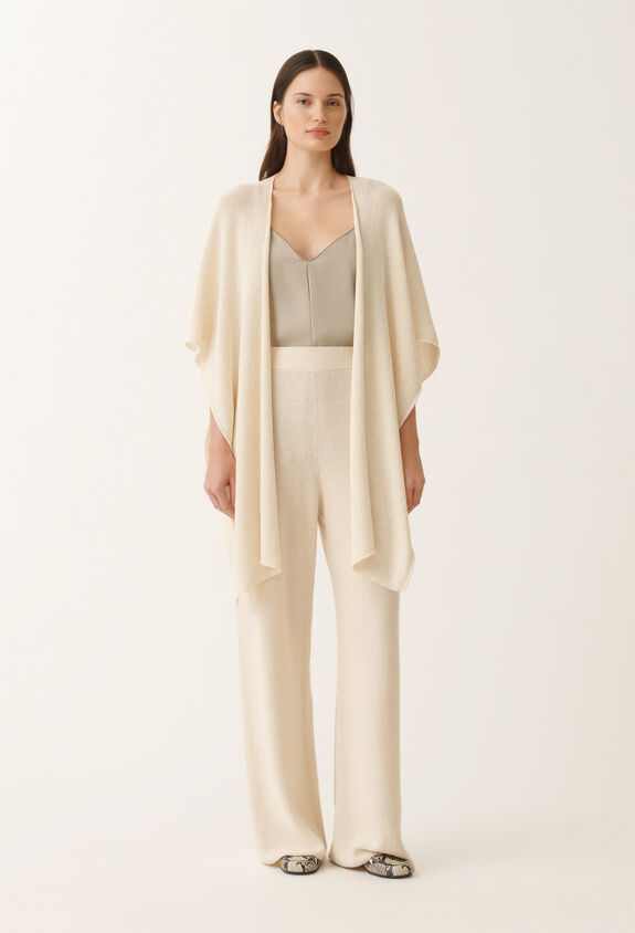 Fabiana Filippi Cotton and linen trousers with sequins, vanilla VANILLA PAD265F351D2730000