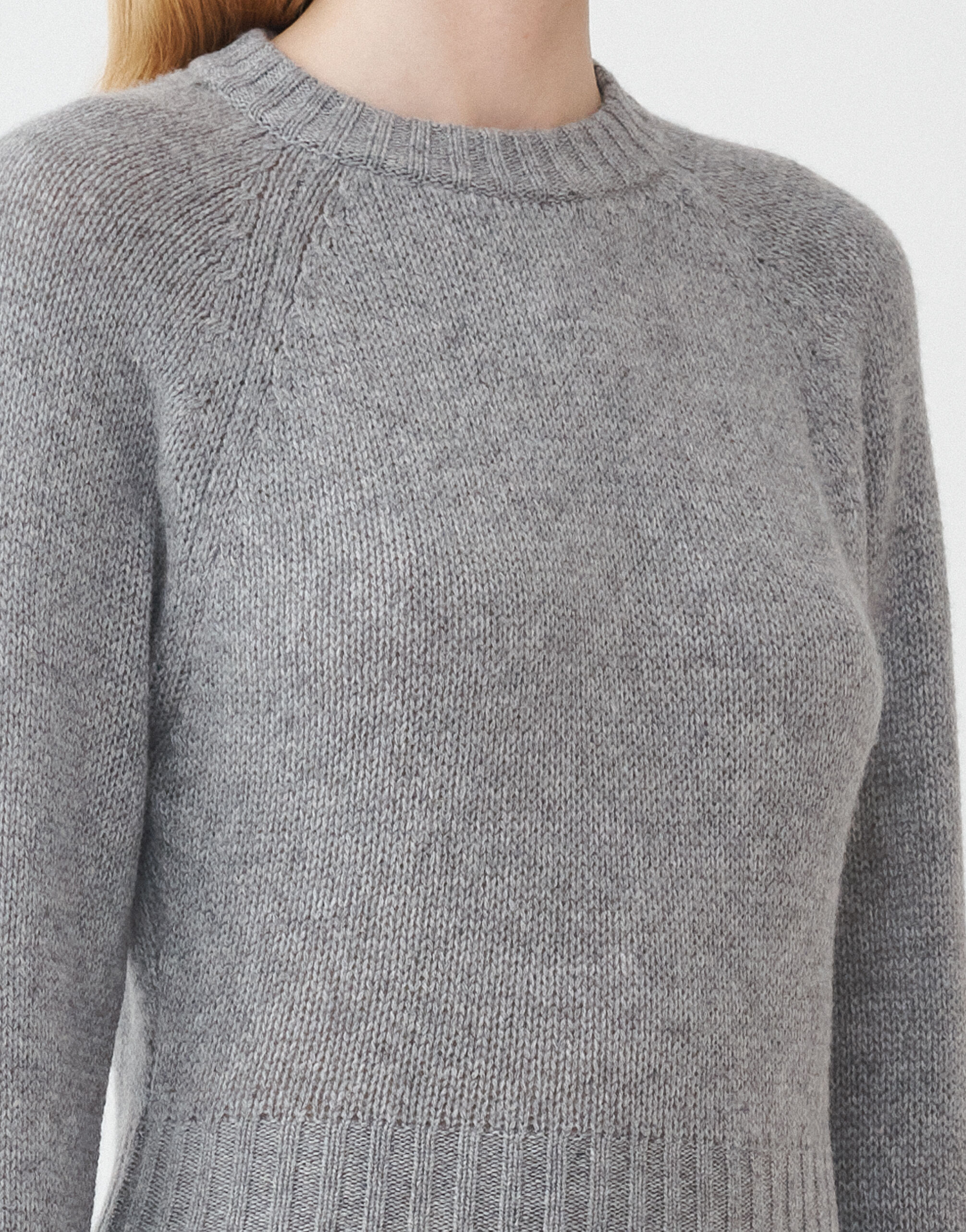 レディースガーゼ カシミヤ セーター§メランジストーングレー Fabiana