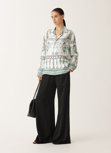 Fabiana Filippi Silk twill shirt with painted print, white, aqua green and teal WHITE/TURQUOISE/AQUAGREEN CAD275F734D8600000