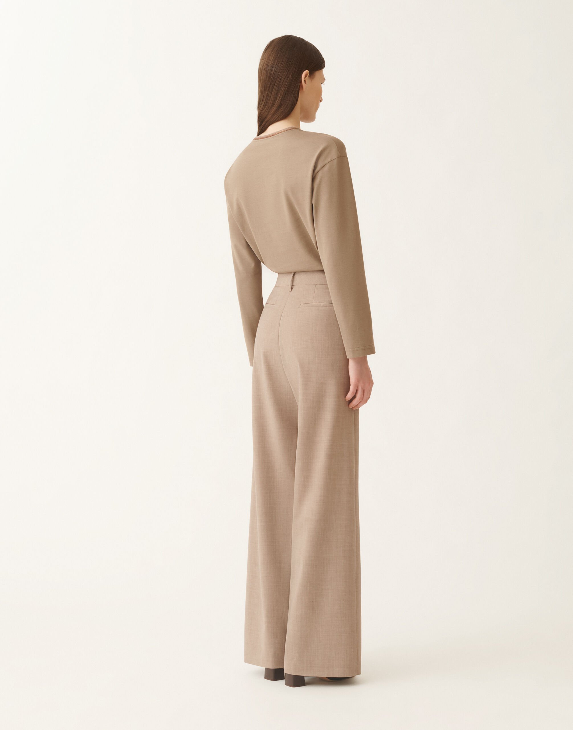 Fabiana Filippi Spoleto trousers in bi-stretch fresco wool, maple Beige PAD225F307L6710000