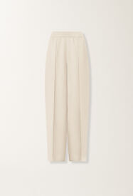 Fabiana Filippi Pantalone in fluido di lino e viscosa, burro BURRO PAD276F336M1500000