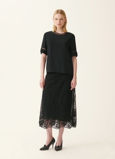 Short-sleeve crêpe de chine top, black Fabiana Filippi Short-sleeve crêpe de chine top, black Black TPD226F289L7750000