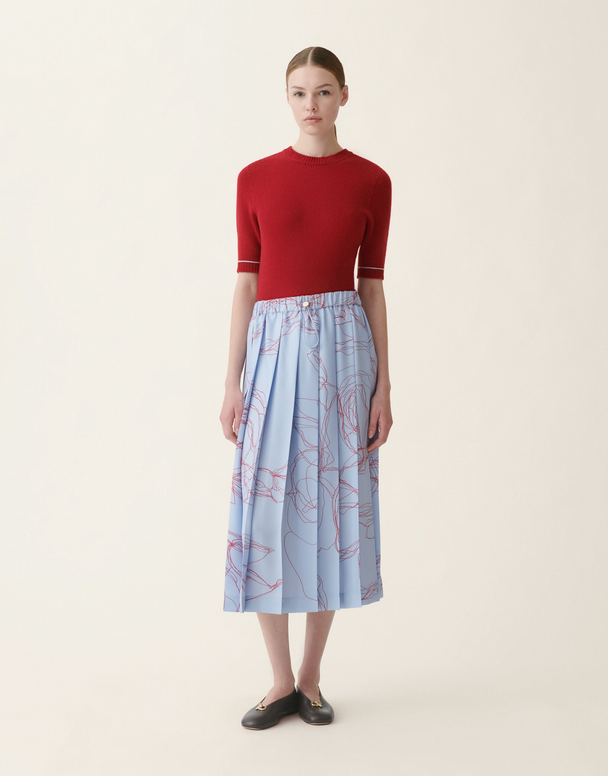 Fabiana Filippi Gonna midi in twill di seta, azzurro Azzurro GND216F339M3070000