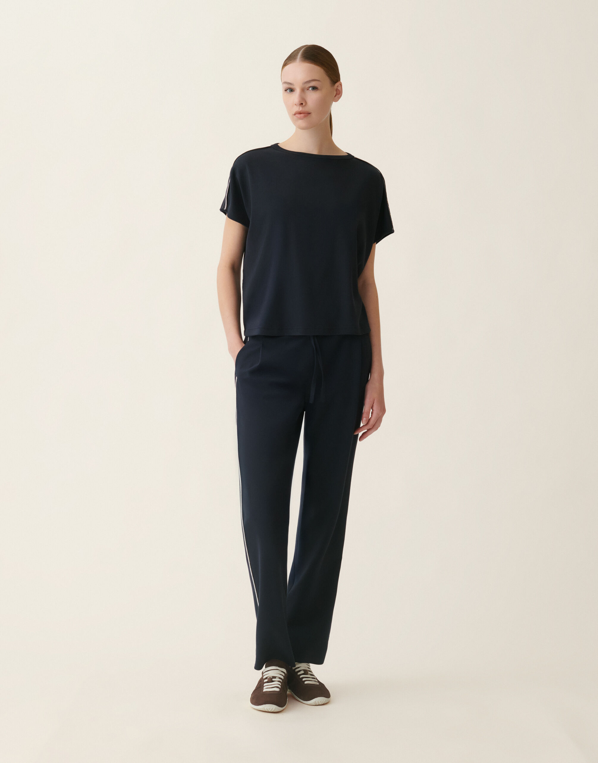 Fabiana Filippi T-shirt en jersey de coton côtelé, bleu nuit Bleu nuit JED216F119M3280000