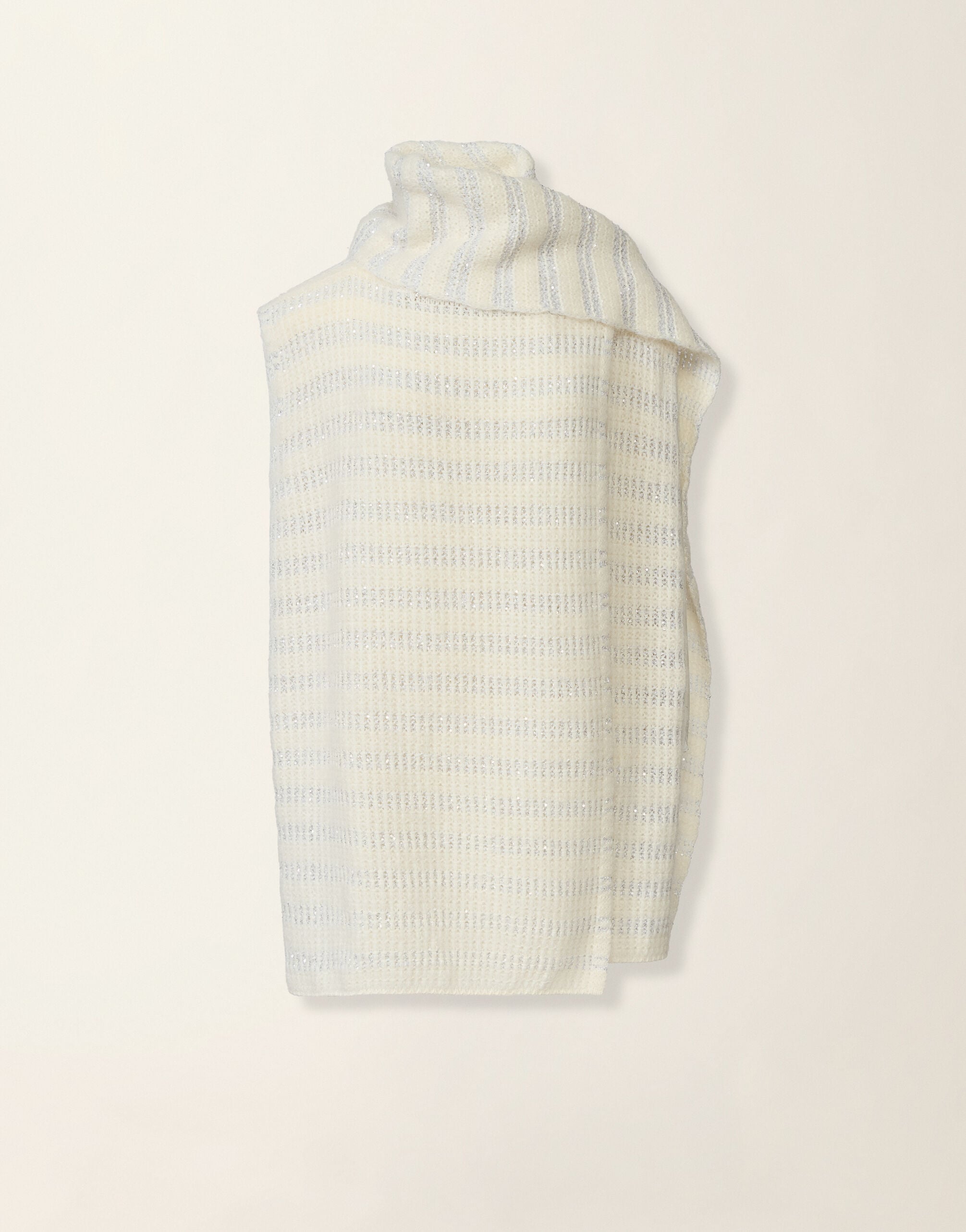 Platinum and mohair vest with scarf and sequin stripes, raffia Fabiana Filippi Platinum and mohair vest with scarf and sequin stripes, raffia Raffia SAD226A913M4200000