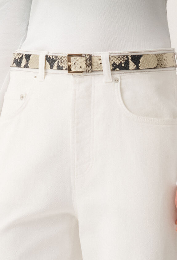 Fabiana Filippi Python-print calfskin leather belt, putty WHITE AAD265A973L2520000