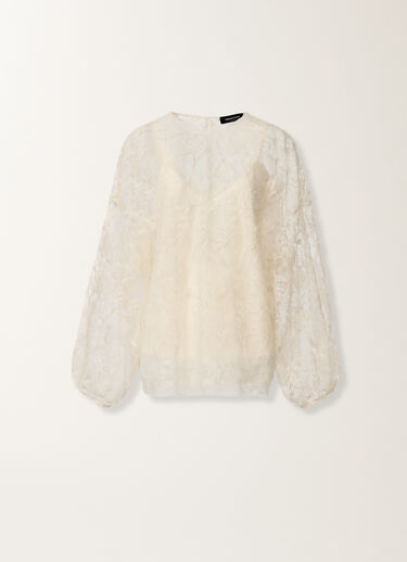 Fabiana Filippi Top de encaje, mantequilla MANTEQUILLA TPD276F749D9710000