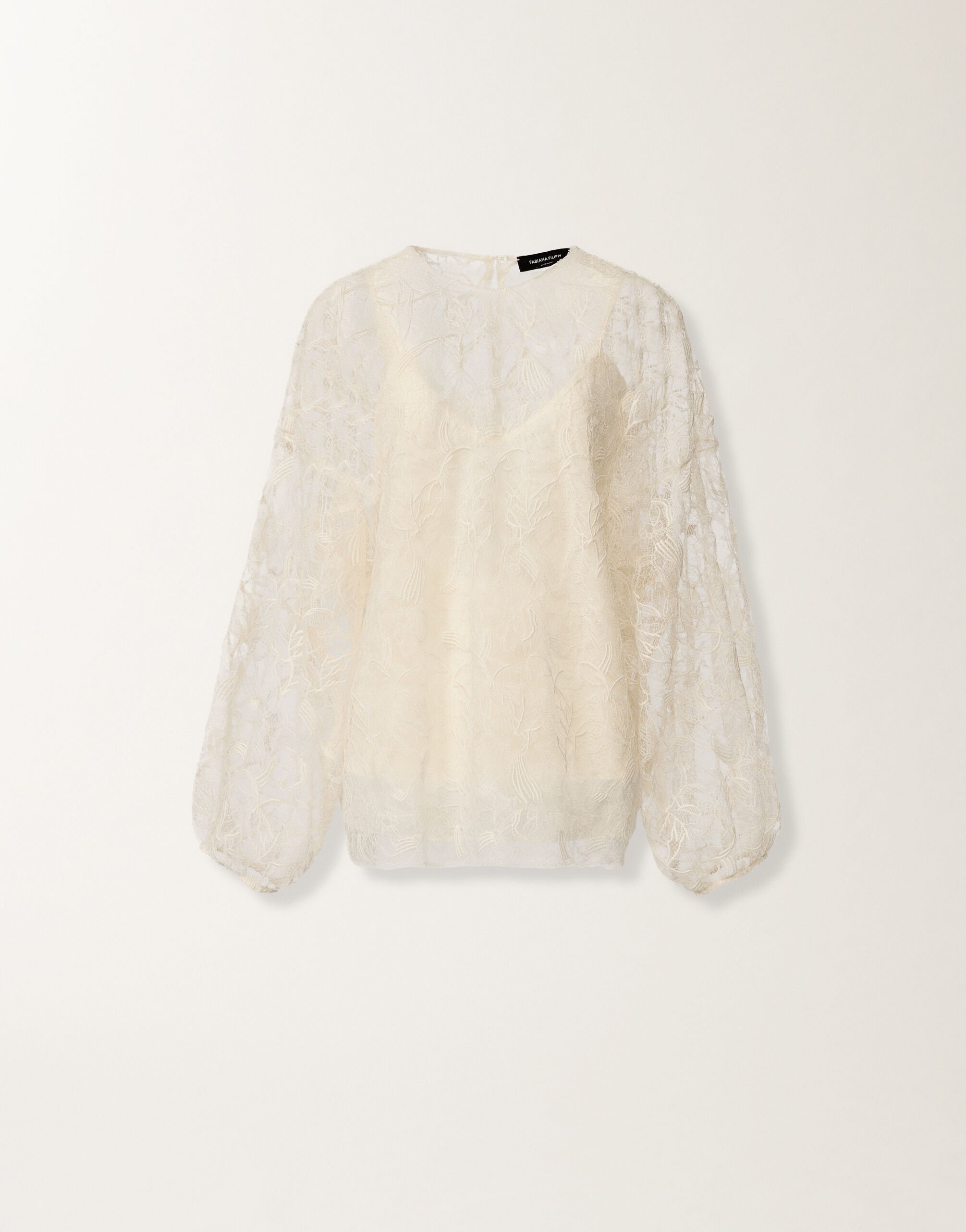 Fabiana Filippi Top de encaje, mantequilla MANTEQUILLA TPD276F749D9710000