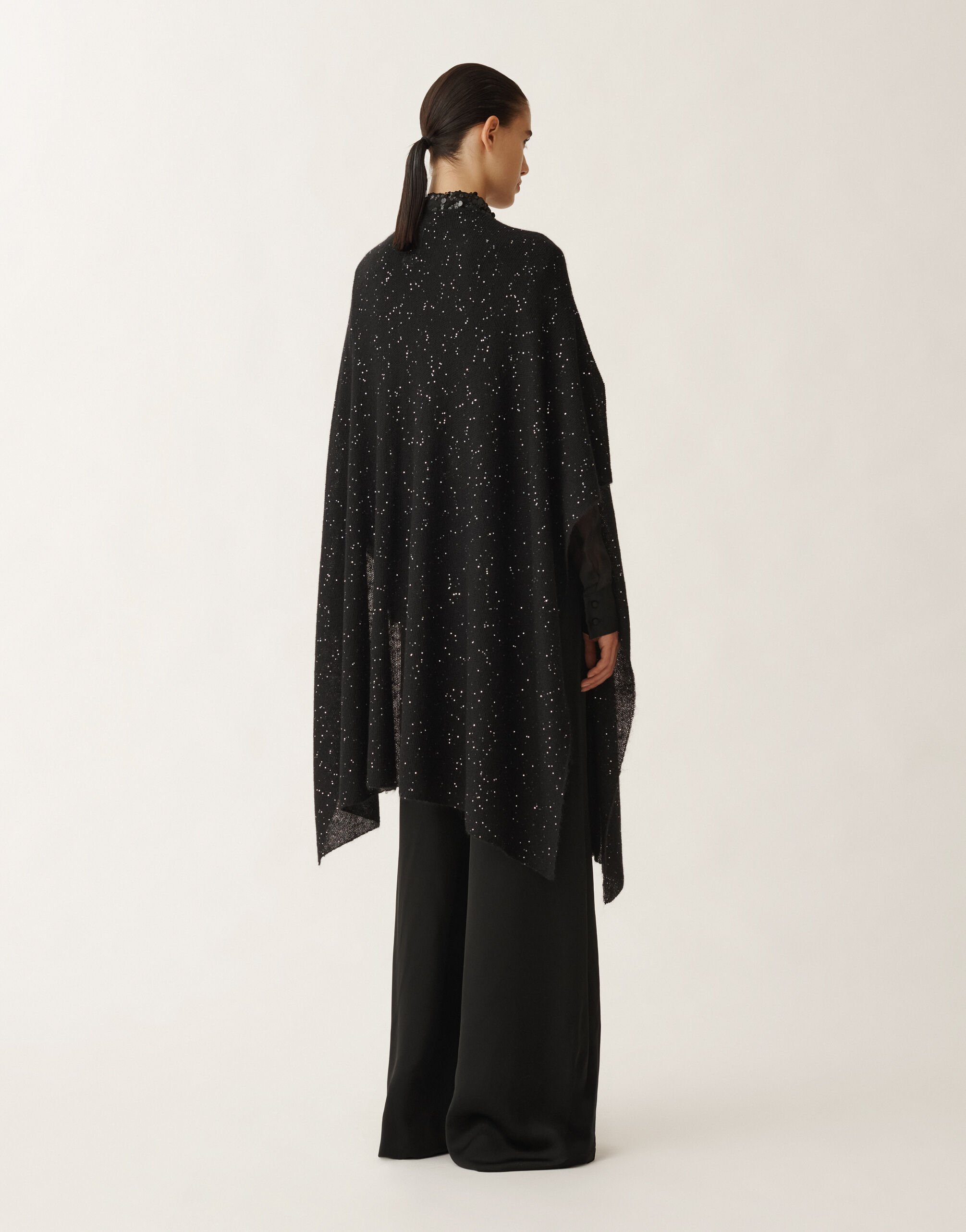 Fabiana Filippi Offenes Cape aus Mohair, schwarz SCHWARZ SAD265A811D8170000