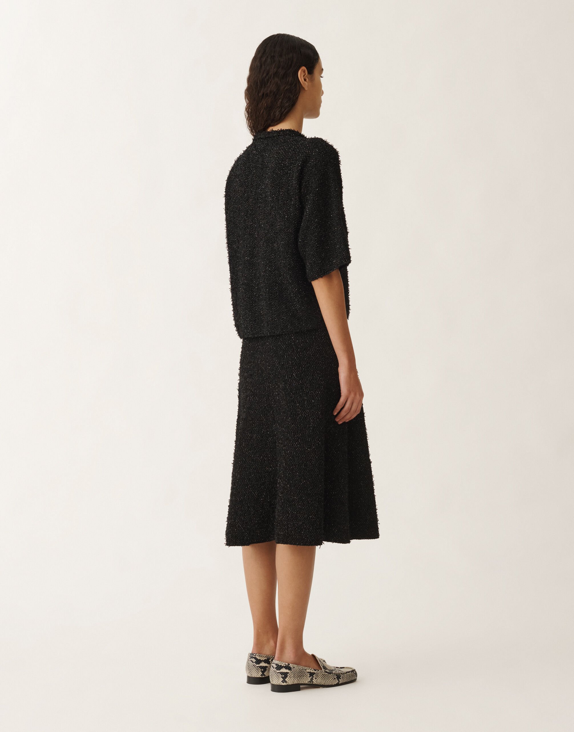 Fabiana Filippi Tweed-effect T-shirt, black BLACK MAD265F123L1670000