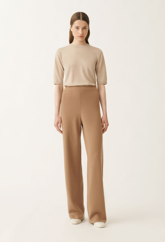 Fabiana Filippi Merino wool trousers, wicker BROWN PAD215F335D4620000