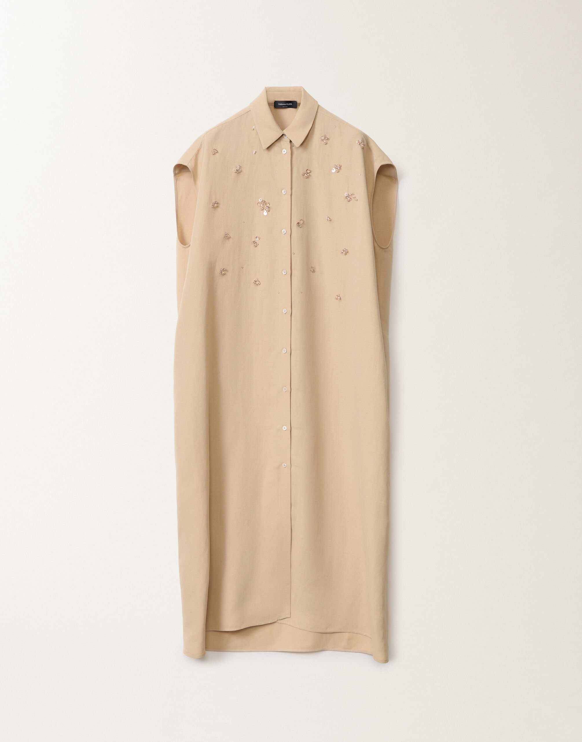Fabiana Filippi Linen and viscose shirt dress, sand SAND ABD275F655L3720000