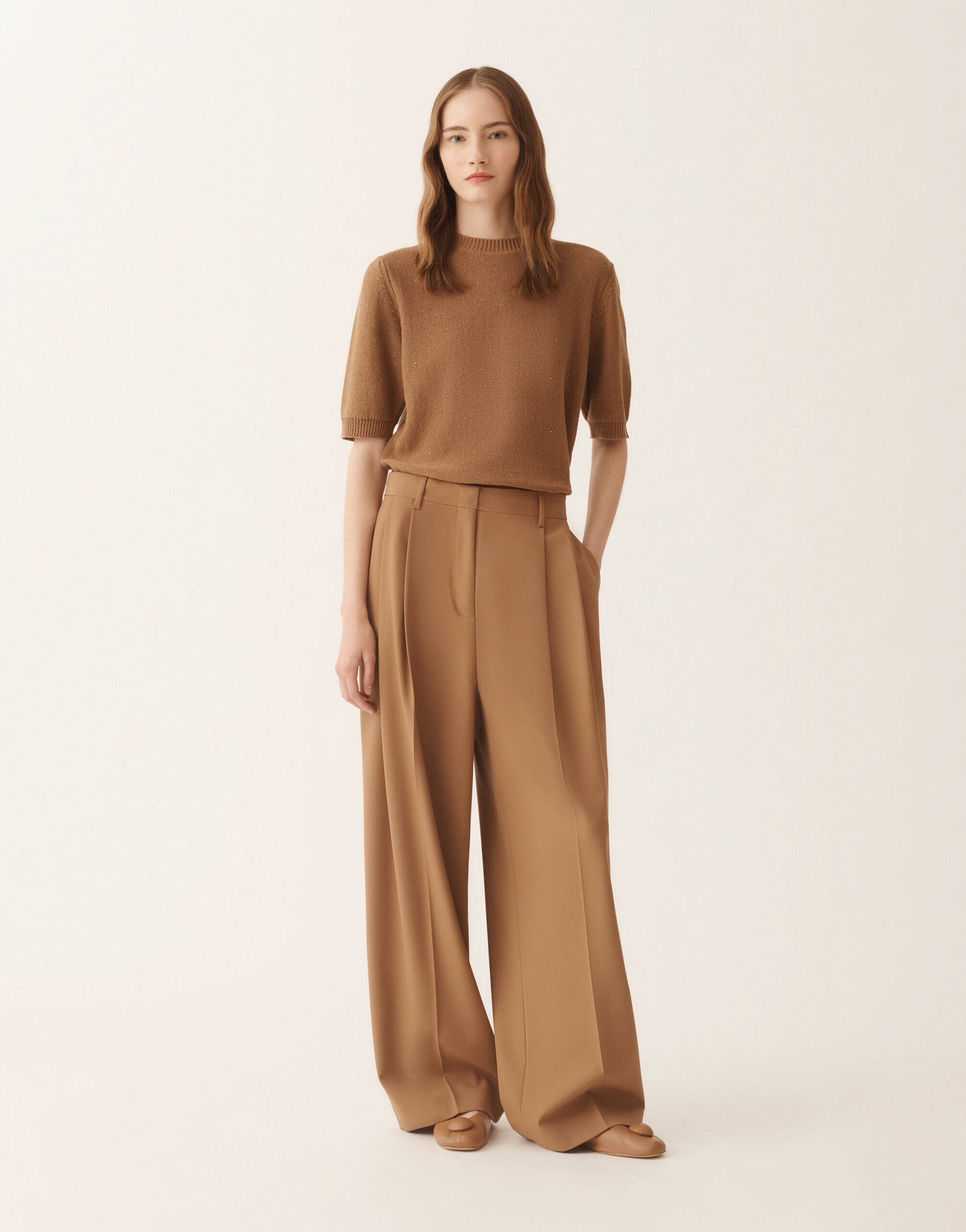 Fabiana Filippi Pantalon aus fließendem Techno-Tailoring, Korbgeflecht Korbgeflecht PAD266F367L7640000