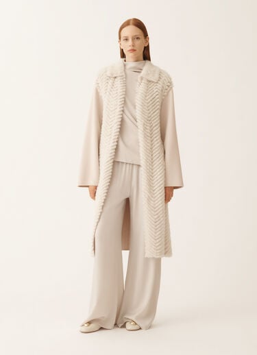 Fabiana Filippi Mink chevron coat, pearl and greige White PLD225F720L6130000