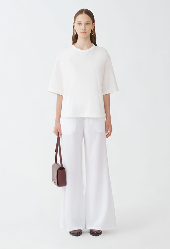 Fabiana Filippi LINEN CLOTH WIDE LEG TROUSERS WITH ELASTIC WAISTBAND OPTICAL WHITE PAD274F284D6610000