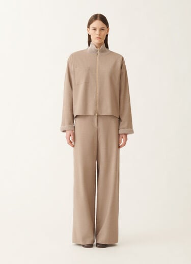 Fabiana Filippi Chaqueta reversible de mohair platino en lana ligera, cacao y arce Blanco GCD225F641L6800000