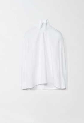 Fabiana Filippi COMPACT POPLIN MOCK COLLAR SHIRT WITH BACK OPENING GREY GCD214F184D7280000