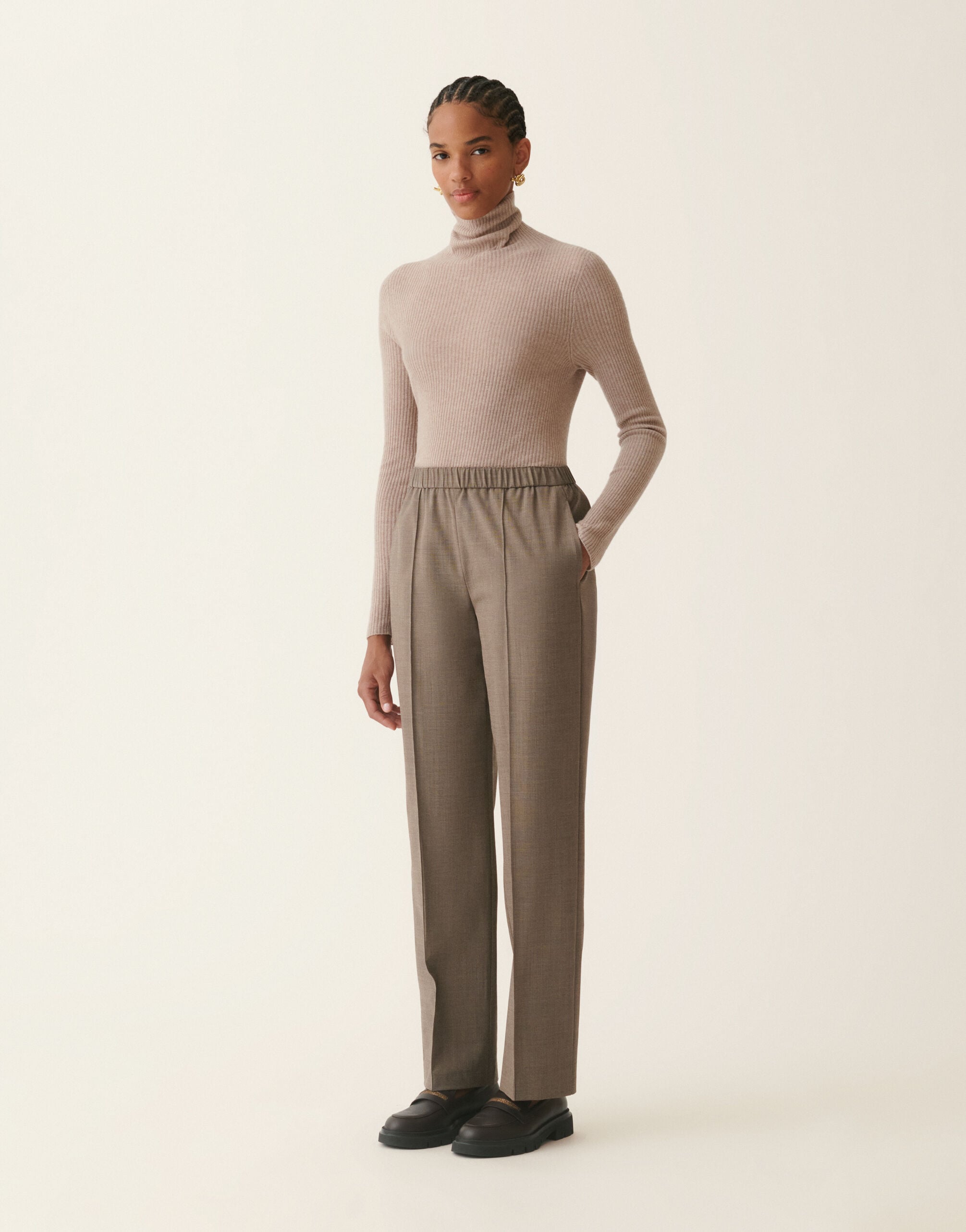 Fabiana Filippi Bistretch cool wool jogging trousers, falcon Falcon PAD216F322M2760000
