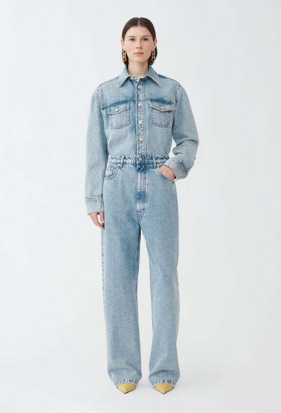 Fabiana Filippi INDIGO DENIM WIDE LEG TROUSERS BLUE PAD214F404I9170000