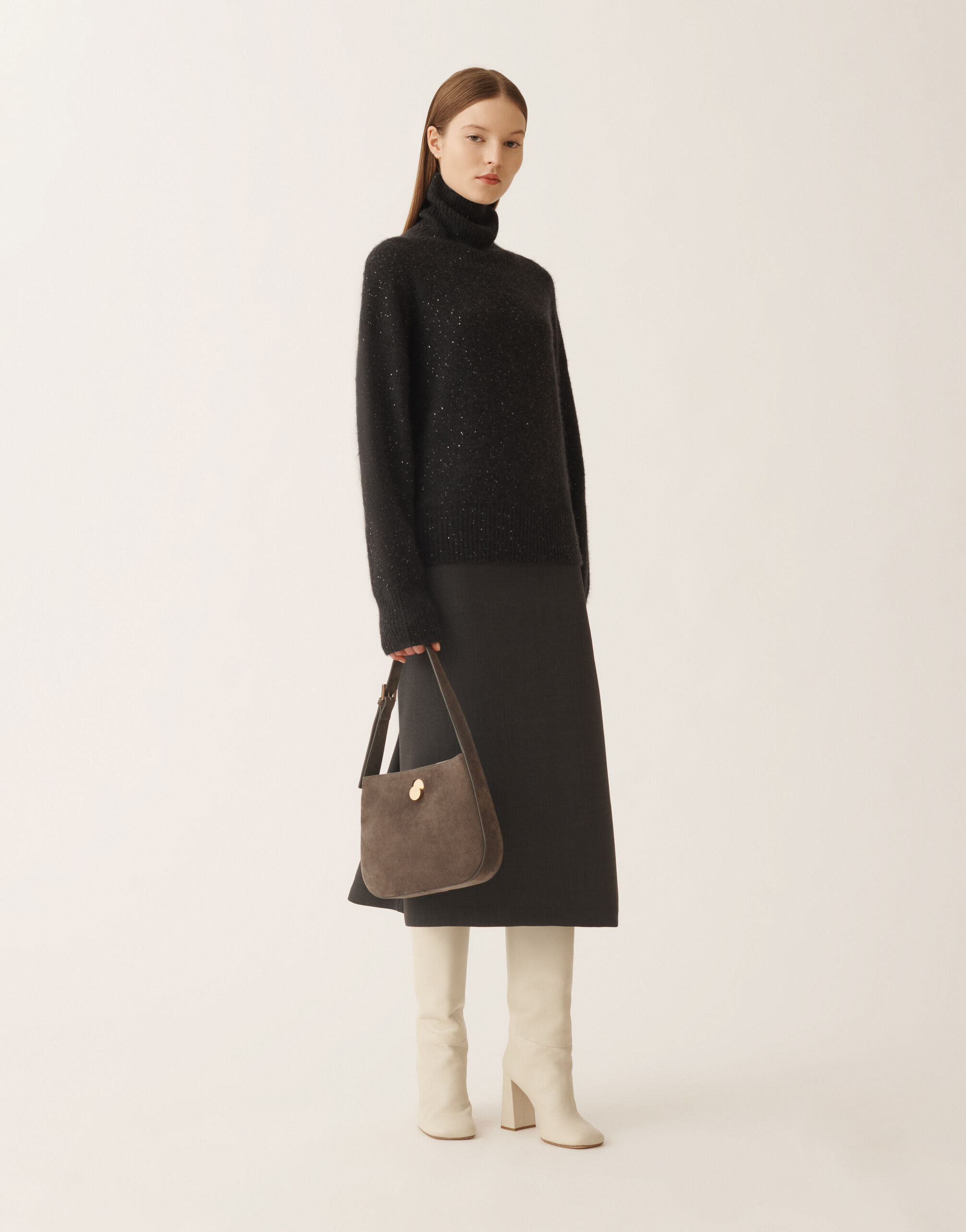 Fabiana Filippi Wool and silk sweater with sequins, slate Grey MAD225F528D2960000