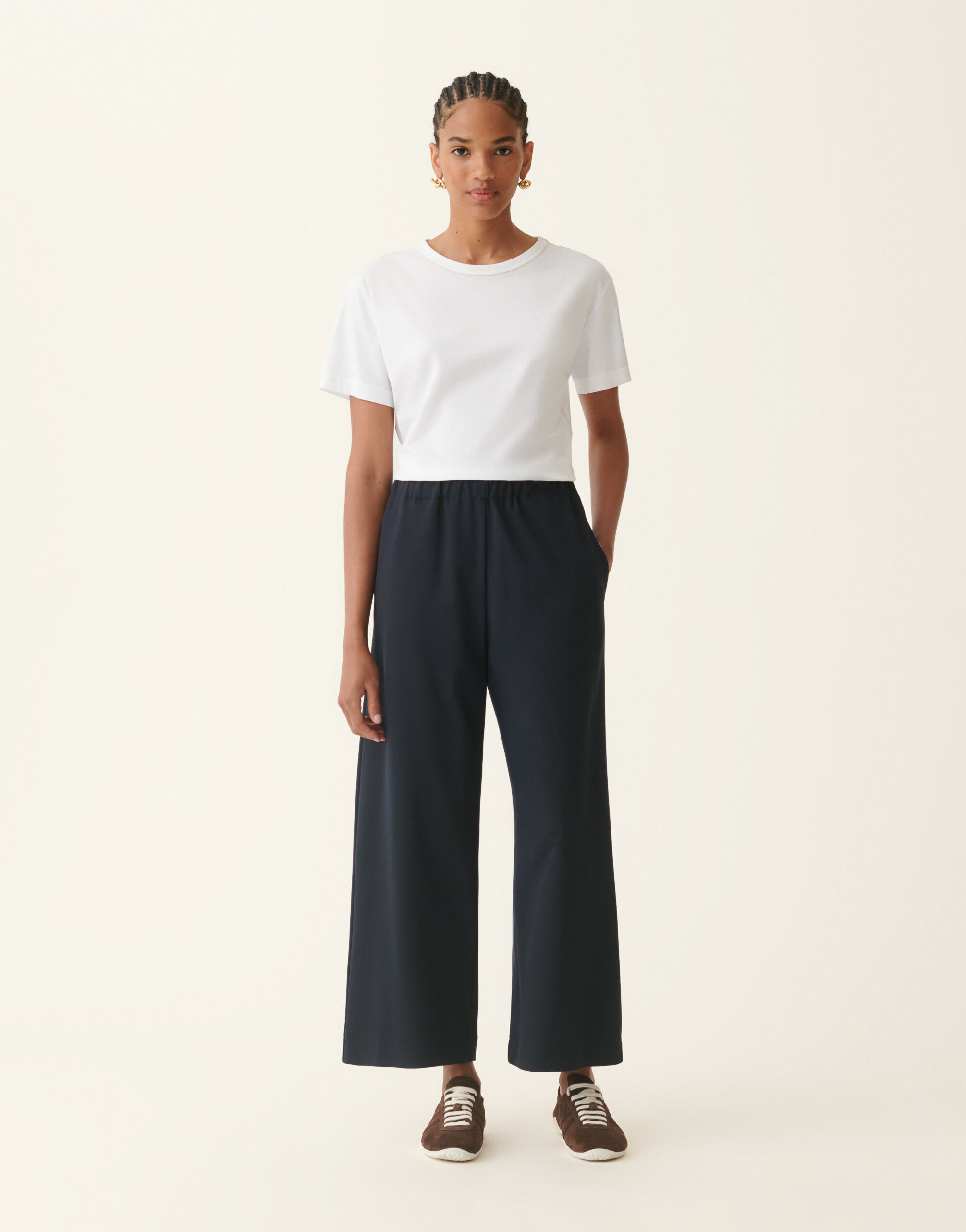 Trevi trousers in Milano stitch jersey, midnight blue Fabiana Filippi Trevi trousers in Milano stitch jersey, midnight blue Midnight blue PAD216F310M3100000