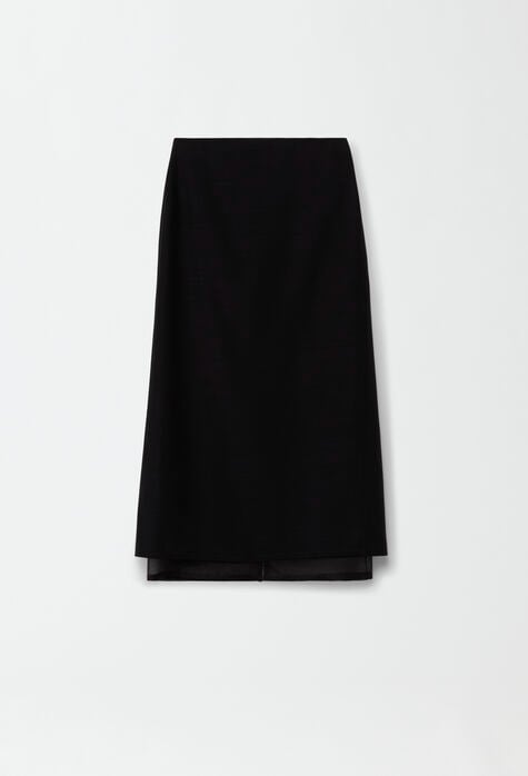 Fabiana Filippi Wool skirt, silk and organza, black GND274F724D7040000