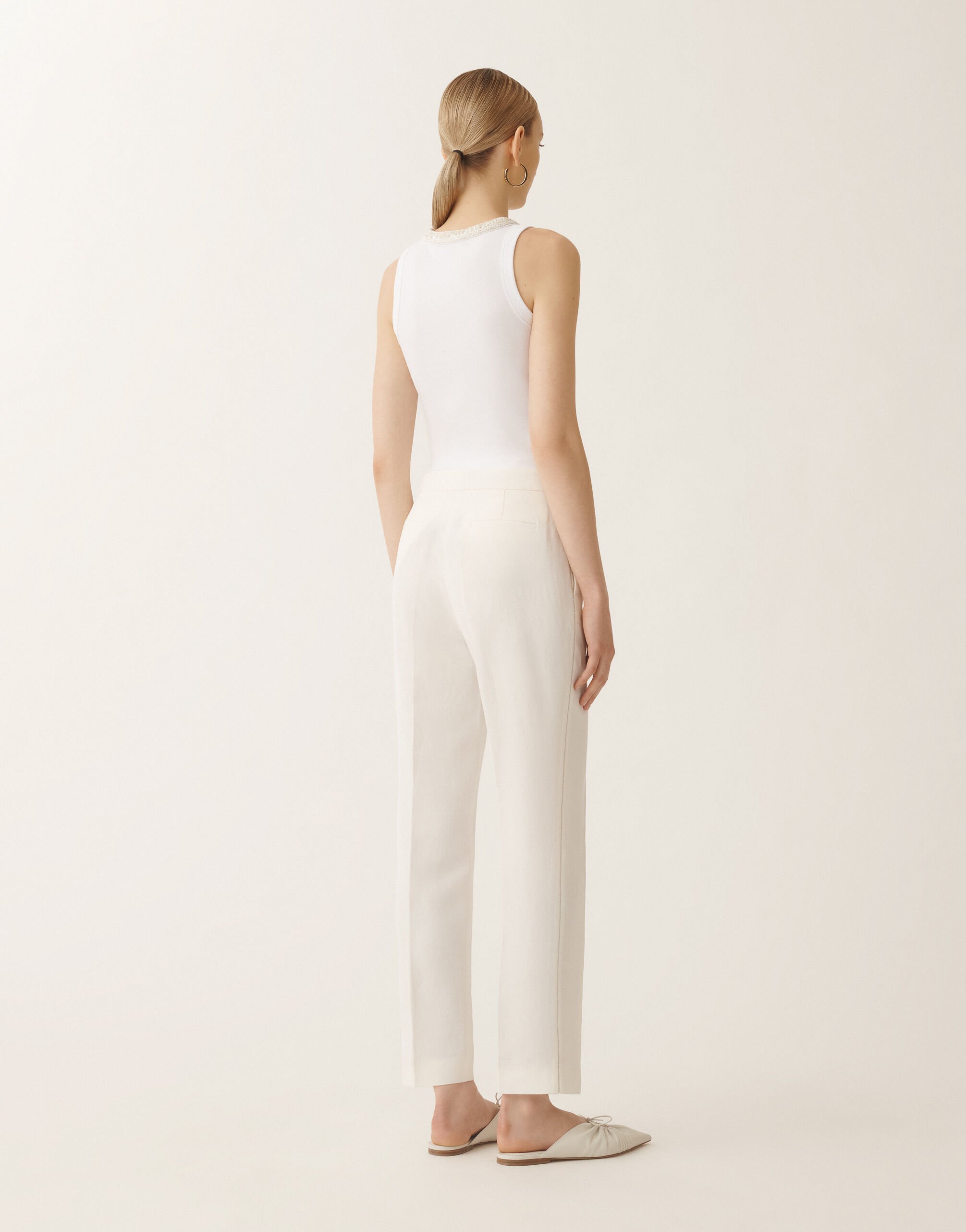Fabiana Filippi Hose Montefalco aus Leinen und Viskose, weiß WEISS PAD275F326L3100000