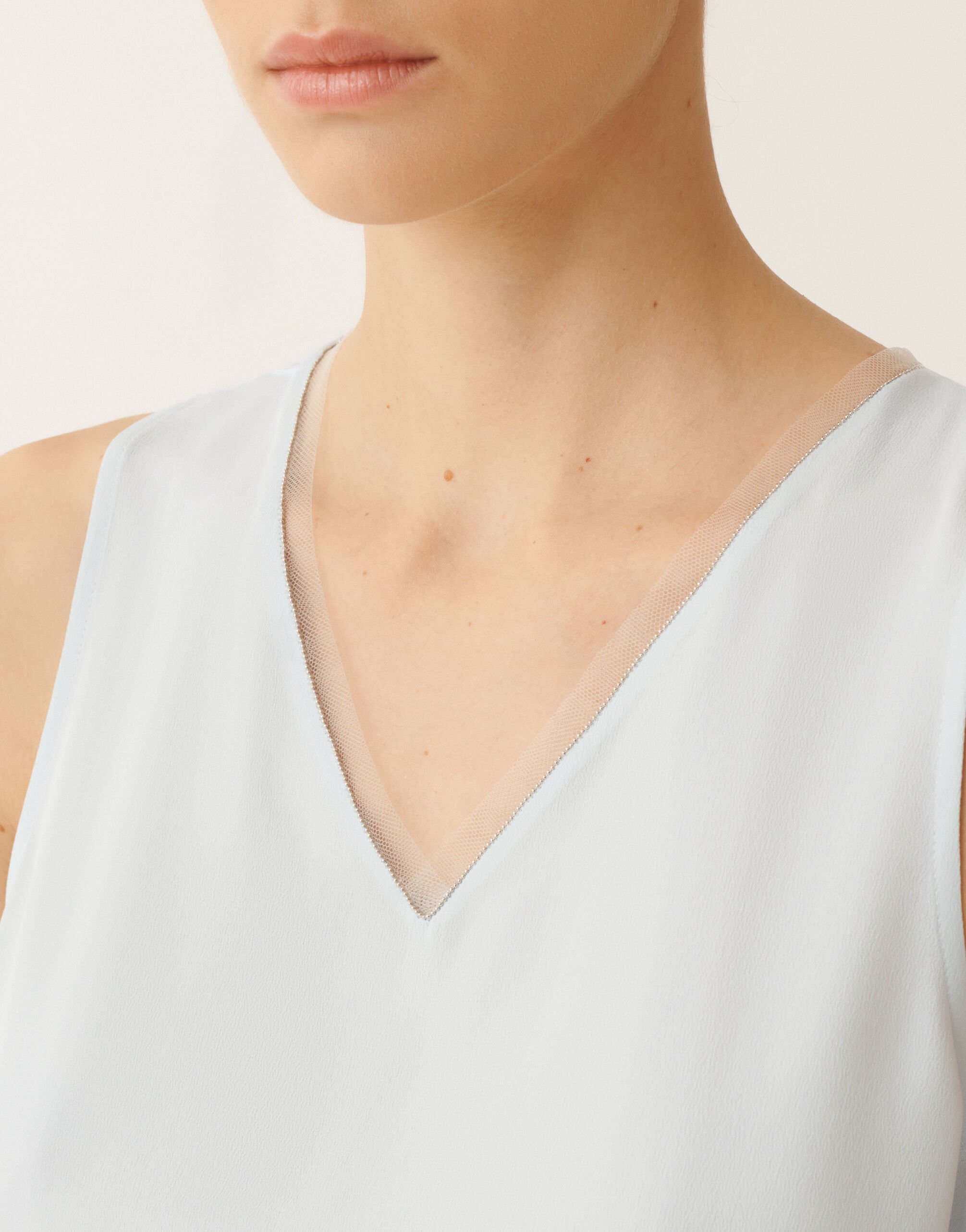 Fabiana Filippi Crepe de chine tank top, aqua Blue TPD266F295L7750000