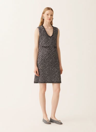 Fabiana Filippi Navy tweed dress with denim effect sequins Blue ABD266F167L7410000