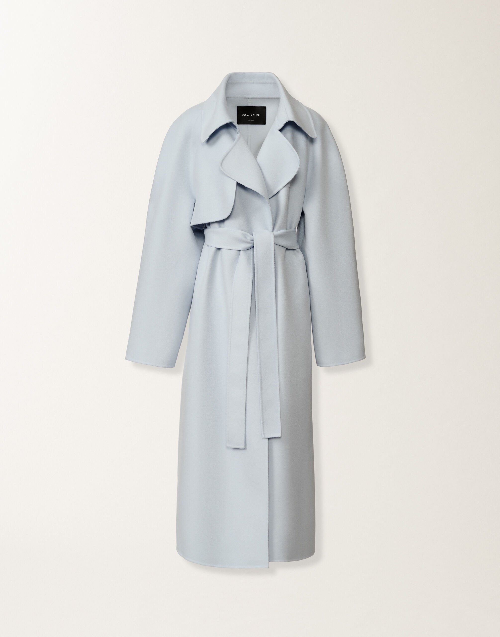 Fabiana Filippi Double wool trench coat, aqua Blue CTD266F244L7360000