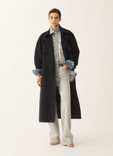 Fabiana Filippi Night blue wool double trench coat Blue CTD266F244L7360000