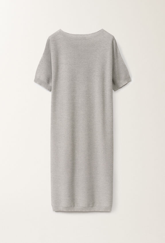 Fabiana Filippi BRILLIANT COTTON SHORT SLEEVE BOATNECK KNIT DRESS GREY ABD265F467L2330000