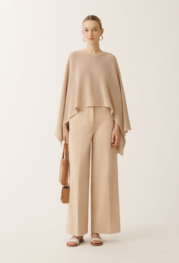 Fabiana Filippi Cotton and linen cape with sequins, sand SAND SAD275A010D2730000