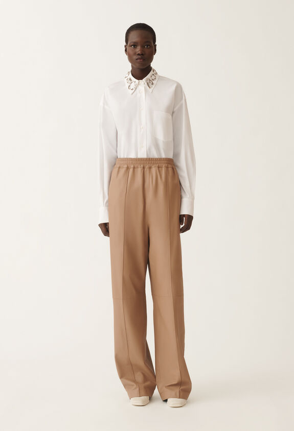 Fabiana Filippi Pantalone in nappa, vimini MARRONE PLD215F273D8960000
