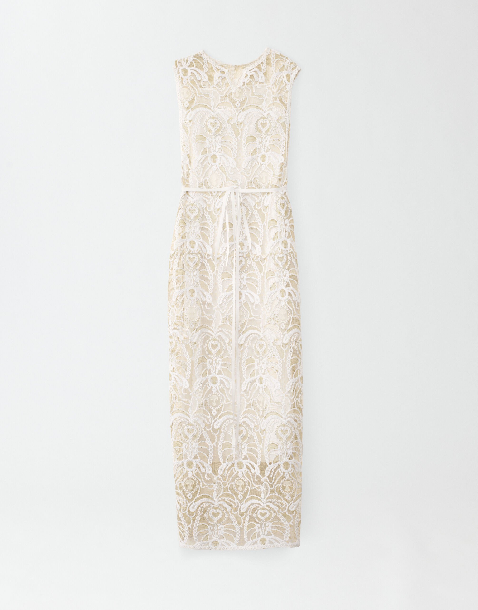 Fabiana Filippi Kleid aus Makramee-Spitze, Weiß, Pistazie und Mandarine ABD264F125I9370000