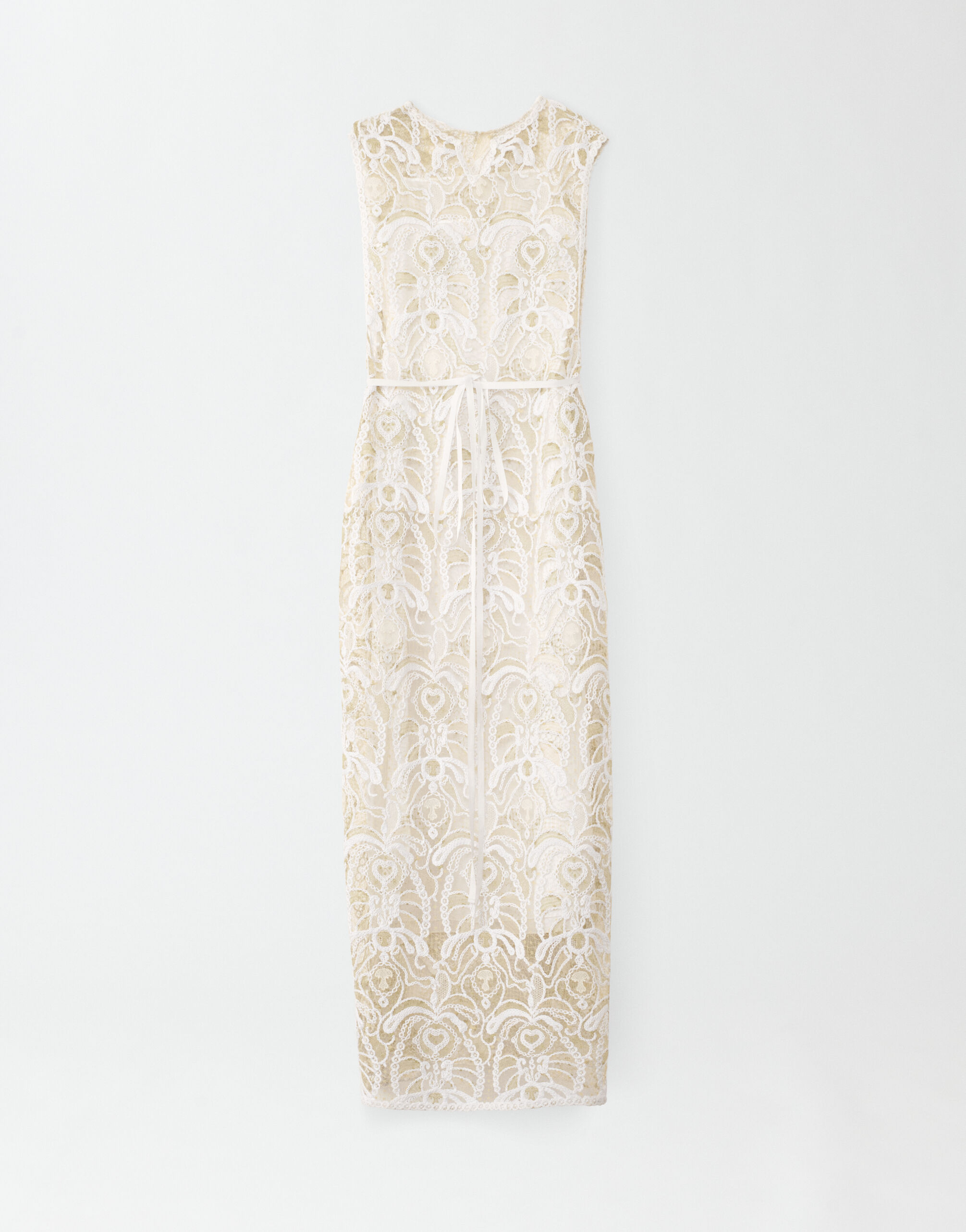Robes Robe en dentelle macram blanc pistache et mandarine pour