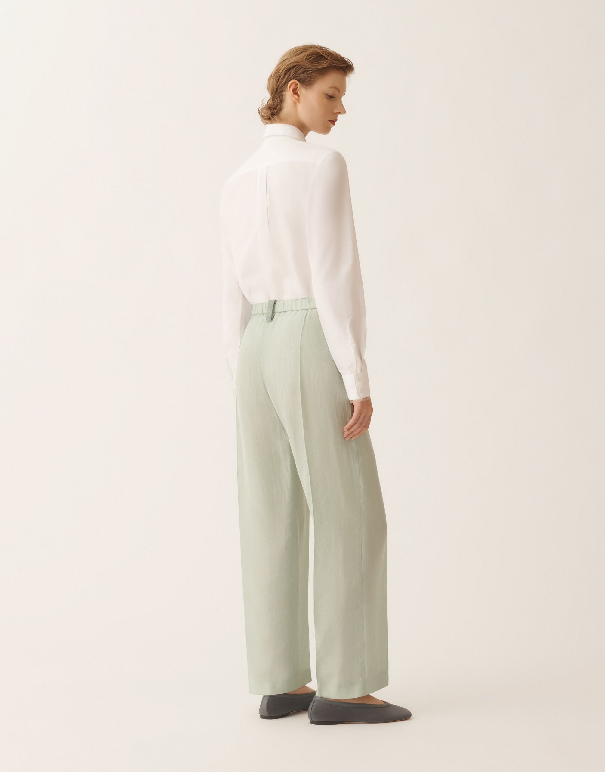 Fabiana Filippi Gubbio jogging pants in fluid fabric, Ghirri green Ghirri Green PAD266F322L7850000