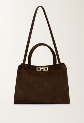 Fabiana Filippi Large suede handbag, ebony BROWN BGD215A851L8070000