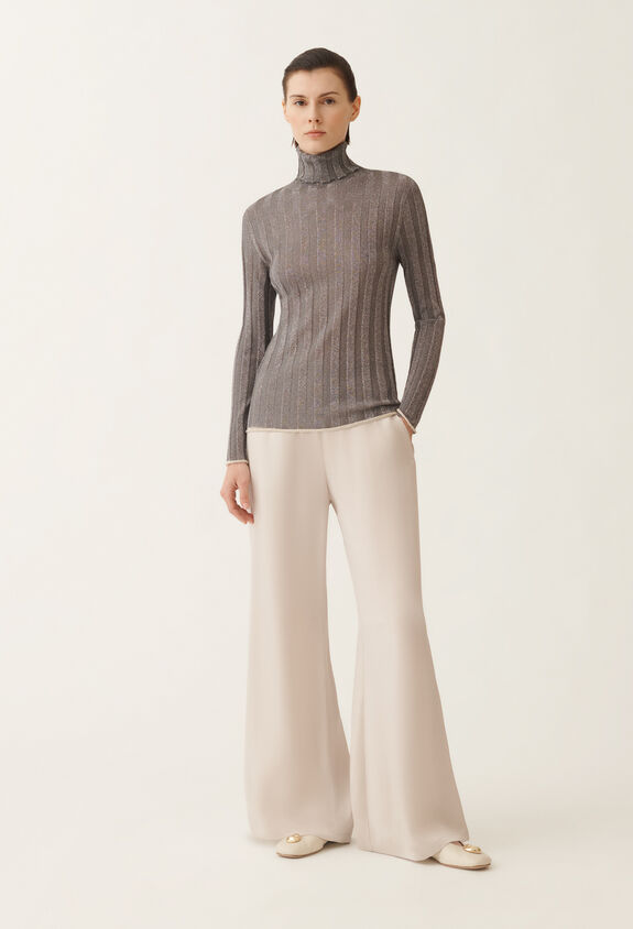 Fabiana Filippi Pantalone Amelia in enver satin, polvere GRIGIO PAD215F291D9080000