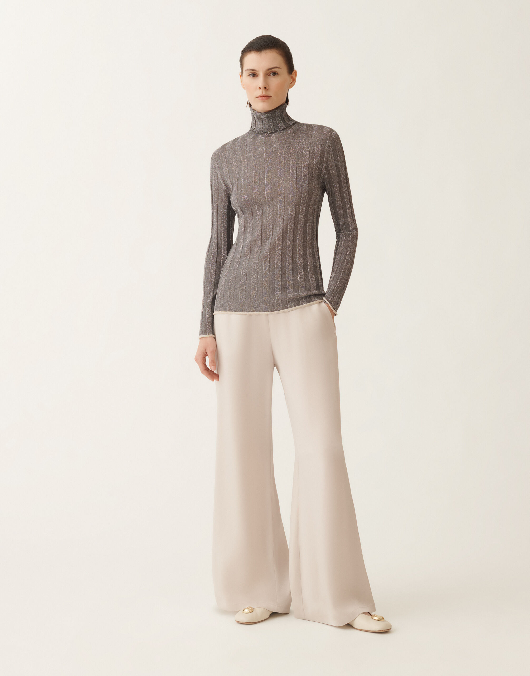 Fabiana Filippi Amelia envers satin trousers, dust GREY PAD215F291D9080000