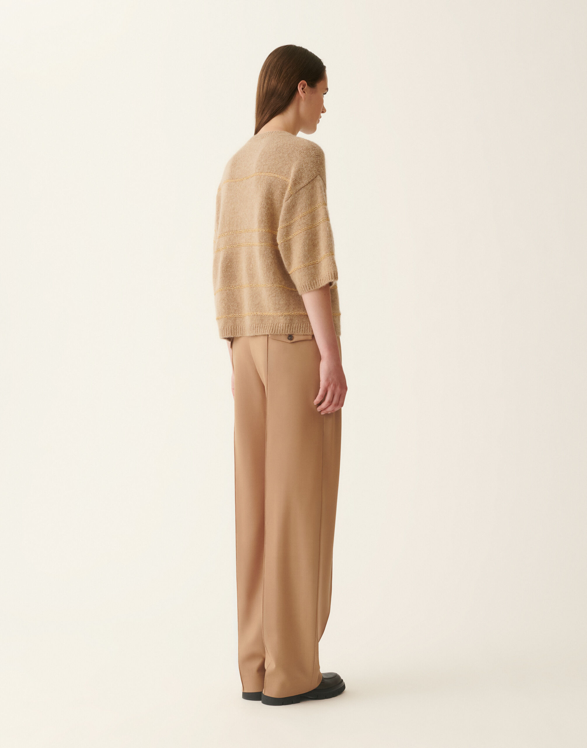 Striped Platinum and mohair sweater, beech Fabiana Filippi Striped Platinum and mohair sweater, beech Beech MAD226F388M4770000