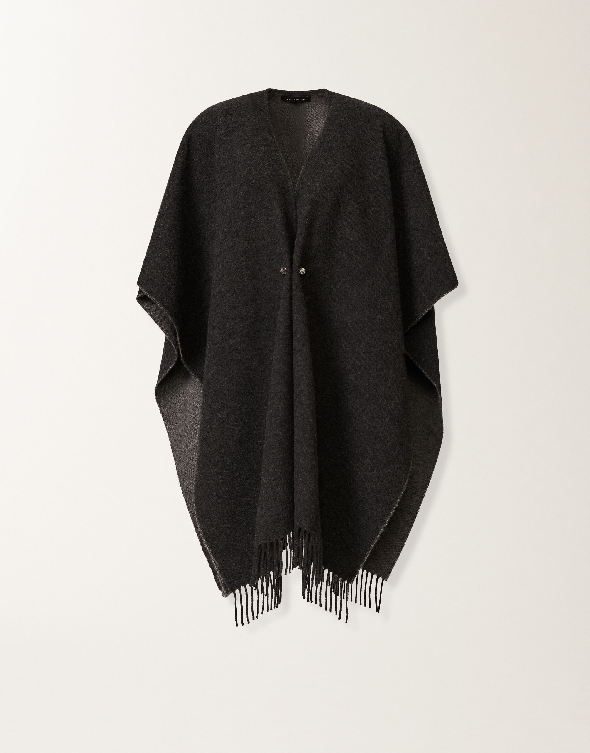 Fabiana Filippi Open wool and cashmere cape, slate and rock Grey SAD225A930L8470000