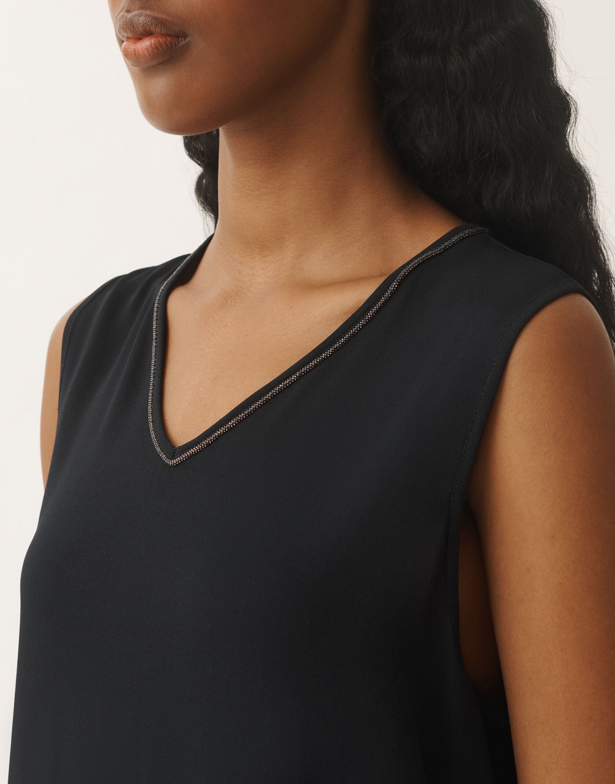 Fabiana Filippi Stretch sablé top, midnight blue BLUE TPD265F773L2350000