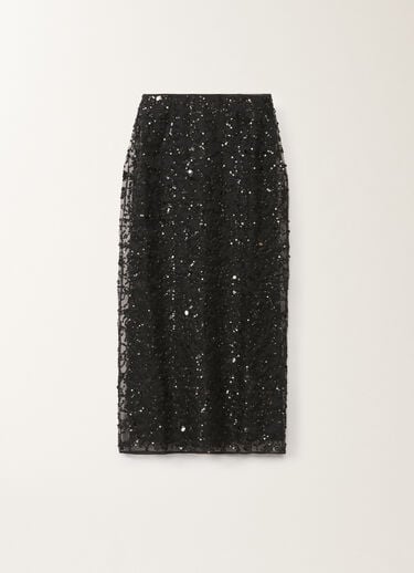 Fabiana Filippi Jupe en organza à paillettes brodées, noir NOIR GND265F401L1840000