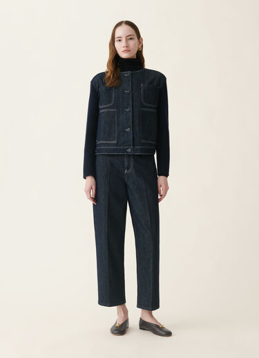 Fabiana Filippi Blouson en denim et maille, bleu nuit Bleu nuit GCD216F160M3580000