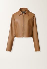 Fabiana Filippi Boxy jacket in lissé nappa, wicker Wicker PLD266F208L7980000