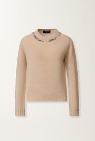 Fabiana Filippi Platinum sweater with embroidery, cord Beige MAD225F584L6590000