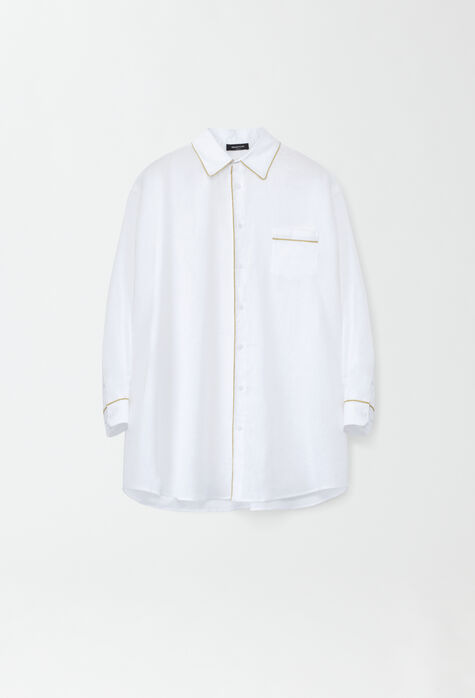 Fabiana Filippi Linen canvas oversized shirt, optical white PAD274F258H4650000